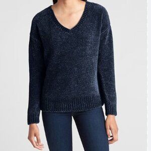 SOAKED IN LUXURY Chenille V-Neck Pullover Sweater size medium Black